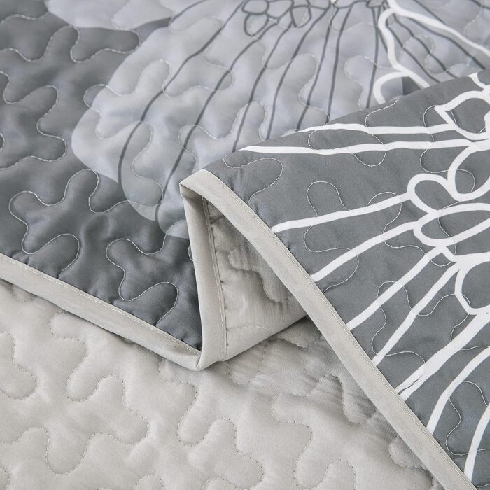 Покривало Tagesdecke WONGS BEDDING 220x240 см, зелене, квітковий дизайн, мікрофібра, комплект з 2 наволочками 48x75 см