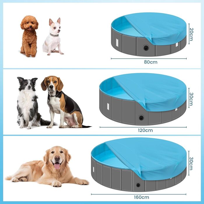 Басейн для собак великих порід EUGAD 120x30 см з кришкою. ПВХ басейн для собак, антиковзне покриття, легко складається