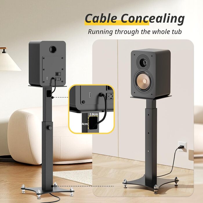 Підставка для колонок, регульована по висоті 50-70 см, універсальна, з кабелеуправлінням, 30 кг, набір 2 шт.