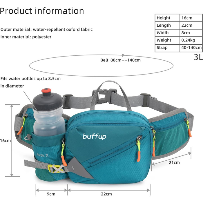 Спортивна поясна сумка-бананка для собак: тренування, велоспорт, біг, піші прогулянки. Великий об'єм, колір: блакитний. Для жінок та чоловіків