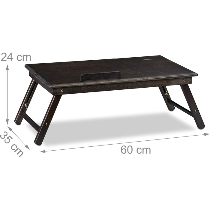 Столик для ноутбука Relaxdays з бамбука, регульований по висоті, з ящиком, 24x60x35 см, коричневий
