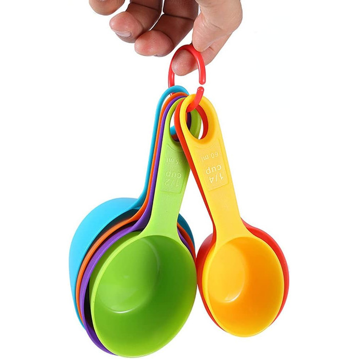 wrtgerht 6-Piece Set, Measuring Spoons and Measuring Cups Set, Baking Tools, Measuring Spoon Kitchen Gadgets (Color: Colorful)