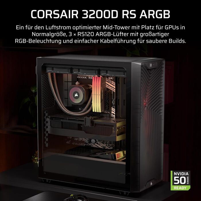 Корпус для ПК Corsair 3200D RS ARGB Mid-Tower ATX, димчасто-сірий