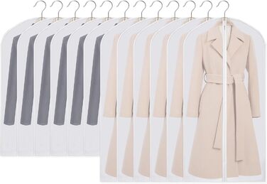 Набір мішечків для одягу Czwander, 12 шт. (60x100 + 60x120 см), моль-стійкі, з блискавкою, нейтральні/прозорі