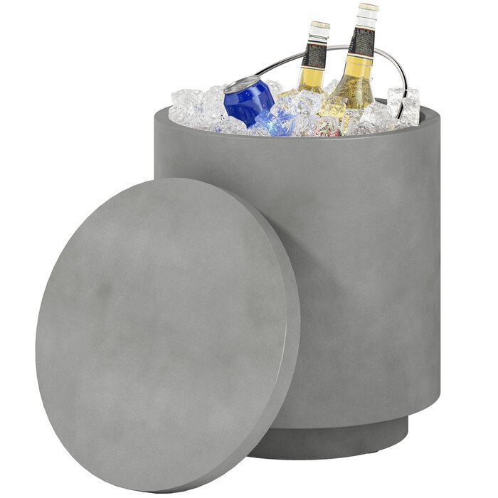 HOMCOM Cool Bar – приставний столик з знімною стільницею, 10 л охолоджувач для напоїв, бістро-стіл, невеликий столик для тераси, для вечірок, кемпінгу, світло-сірий | Aosom