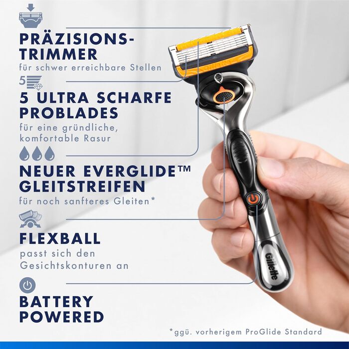 Електрична бритва для чоловіків Gillette Fusion5 ProGlide Power, металевий корпус, чорна