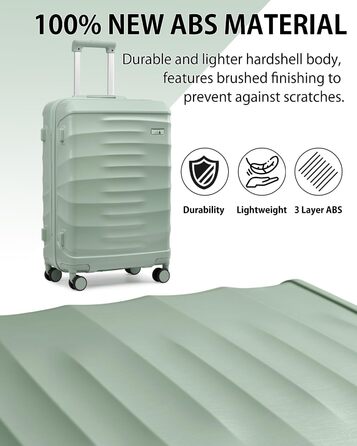 Набір валіз Sea Choice 5-ти частинний з ABS-пластику, твердий корпус, тріумф у подорожах, велика місткість, ручна поклажа, 4 колеса, TSA-замок, містить 1 сумку та 1 косметичку, колір: м'ятно-зелений
