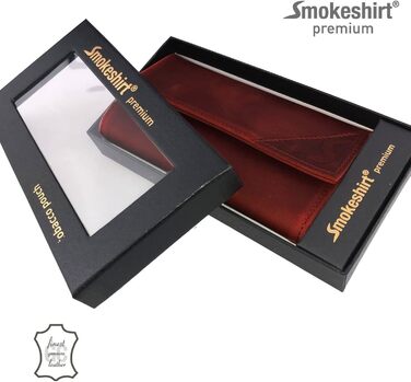 Leather Tobacco Pouch - Premium Quality Tobacco Bag - Professional smokeshirt Single or Double Sheet Pocket Rolling Pouch for Women and Men (Vintage Red)