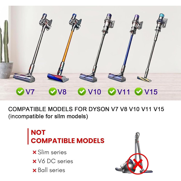 Насадка-щітка для пилососів Dyson V15, V11, V10, V8, V7 - антизаплутувальна щітка для килимів та матраців