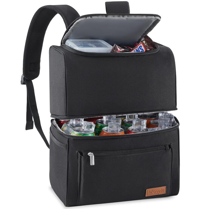 Терморюкзак LifeWit 21L для ланчу, пікніка та подорожей (30 банок), чорний