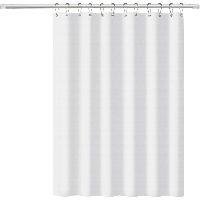 Шторка для душу Uniclife Біла, 180x180 см, вафельна текстура, водовідштовхувальна, 100% поліестер, з 12 нержавіючими люверсами, з 12 металевими гачками та обтяженим краєм, H183 x B183 см (1 шт.)