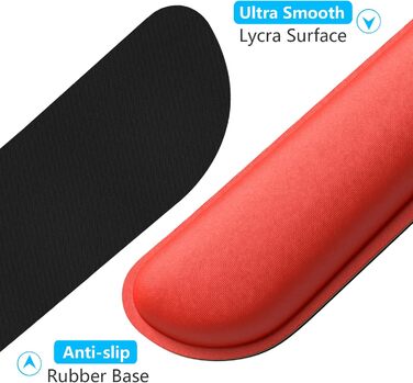 Підставка для зап'ястя Dapesuom з Memory Foam - комфортна підтримка для клавіатури та миші, зменшує біль, для офісу (червона)