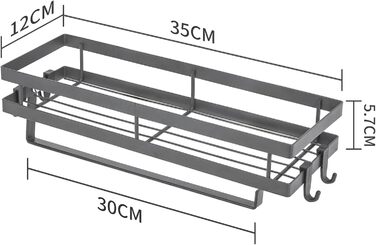 Настінна полиця для спецій та кухонного приладдя, 2 шт. сіра та чорна