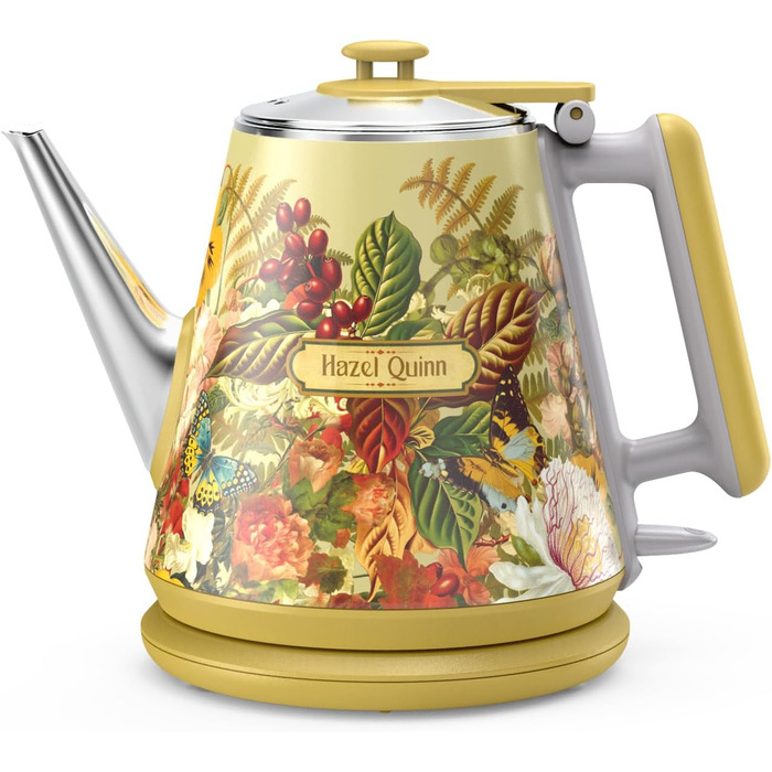 Hazel Quinn x Eduardo Recife Electric Kettle - 1 Liter, Retro Design, Stainless Steel, Fast Boiling, BPA-Free, Auto Shut-Off