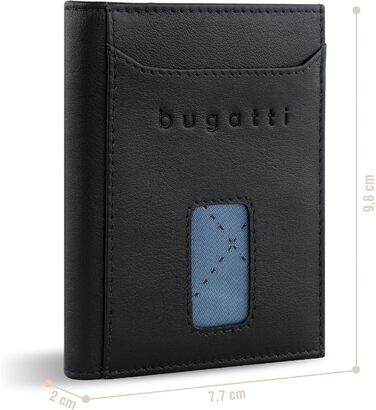 Гаманець Bugatti Secure Slim Mini чорний шкіряний з RFID-захистом для карт Nappa без відділення для монет