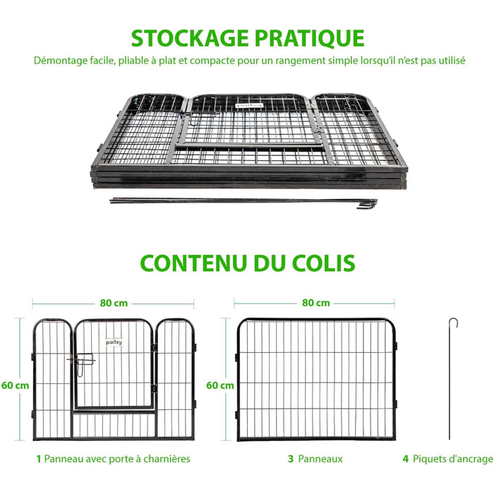 Клітка-вольєр для собак, цуценят та кроликів Gardeo80x60x4, 4 панелі 80x60 см, 0,64 м², модульна, для використання в приміщенні та на вулиці, складається, 5 років гарантії