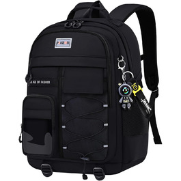 Чоловічий рюкзак для школи та подорожей, великий, водонепроникний, з підвіскою (чорний)