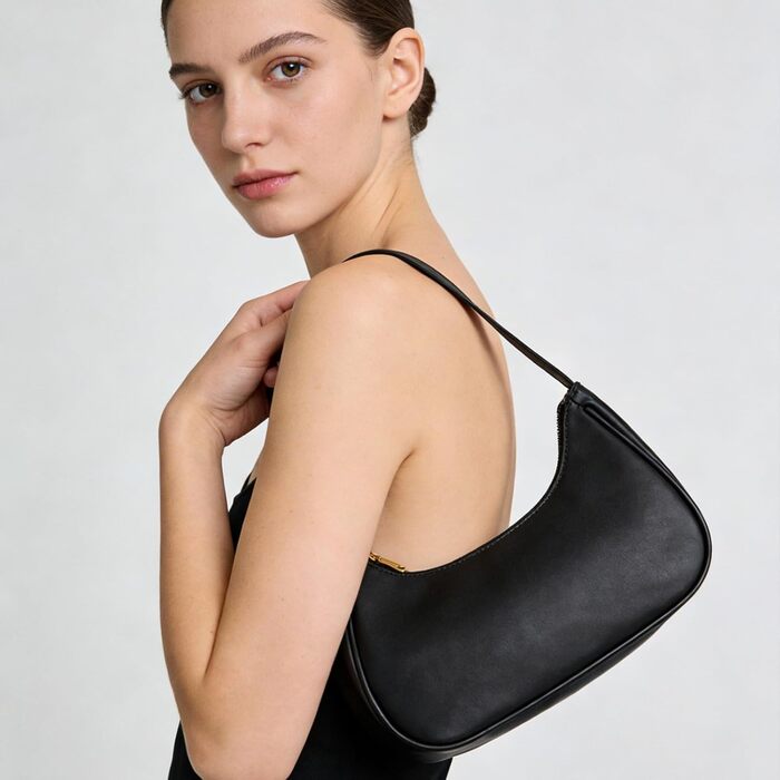 Сумка жіноча на плече з екошкіри, ретро хобо, маленька сумка для дівчат-підлітків, однотонна Dirndl сумка