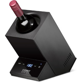 CASO WineCase One Black - Single Bottle Wine Cooler with Temperature Control (5-18°C), Stainless Steel Finish