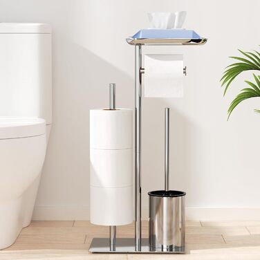 Тримач туалетного паперу настільний срібного кольору з щіткою - комплектуючий аксесуар для ванної кімнати