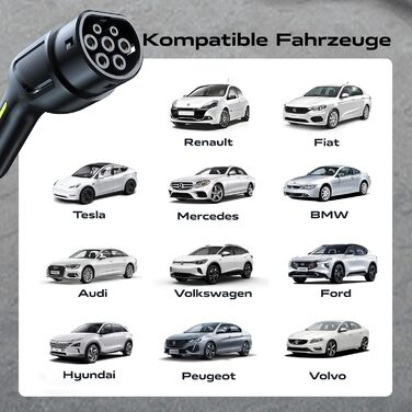 Кабель для зарядки електромобіля Type 2 Schuko 3.68kW, 6-16A, 5M, 1-фазний, з цифровим дисплеєм, IP65, IEC 62196-2 PHEV/EV