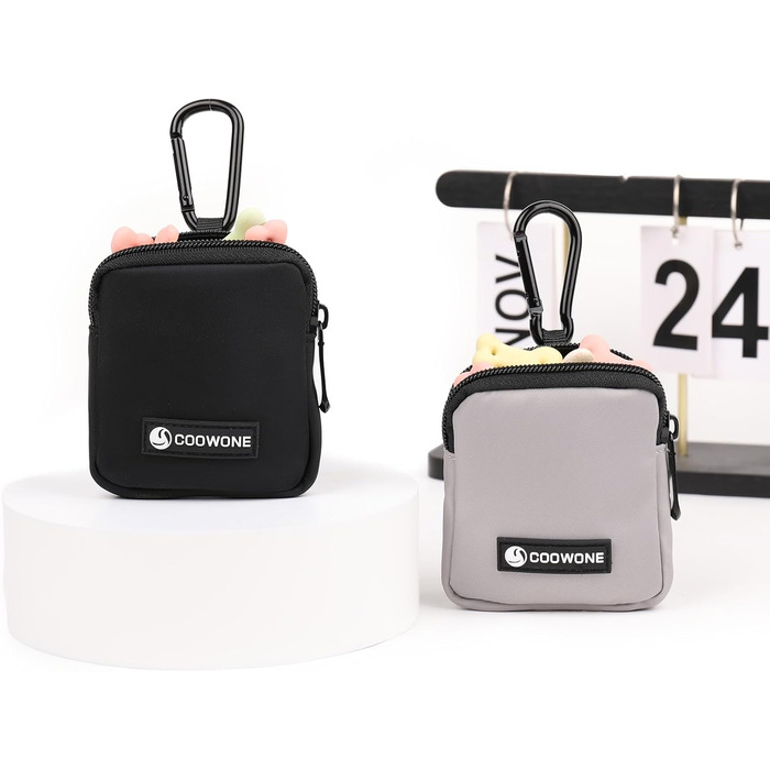 Сумка для ласощів для собак COOWONE з кликером для дресирування, водонепроникна, з карабіном, для прогулянок, утримувач для пакетів для вигулу собак, чорна та сіра