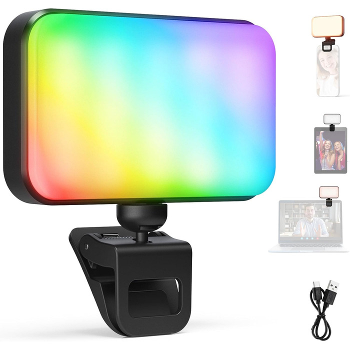 LED світло Neewer для селфі та відеозйомки на телефон/комп'ютер, 54 LED, кліпса, CRI 88, 650mAh