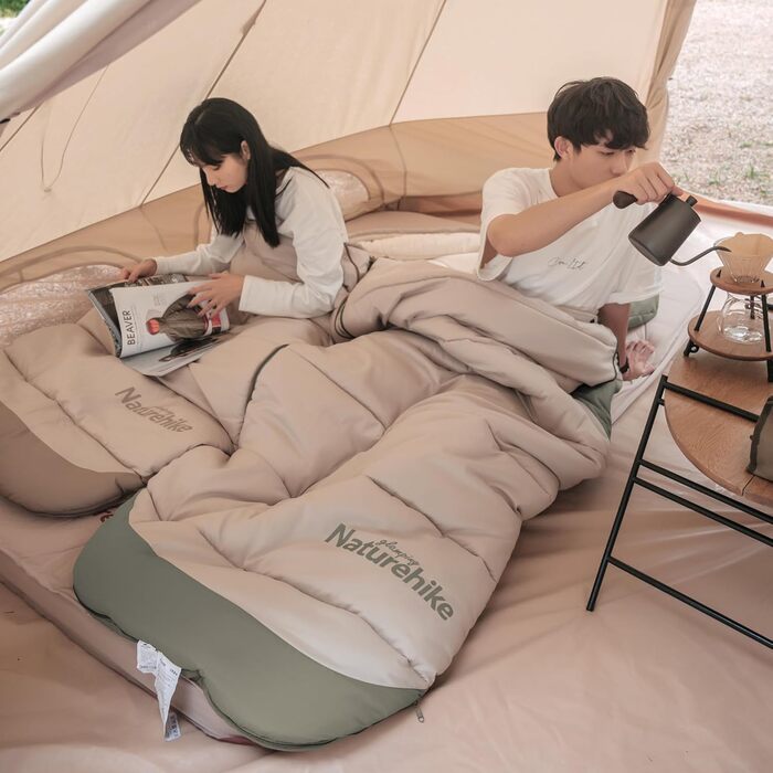 Спальний мішок Naturehike для дорослих: легкий, теплий, бавовняний, для кемпінгу та туризму (зелений, B300)