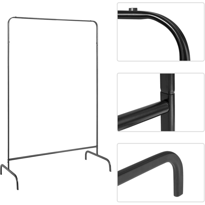 EUGAD Clothes Rack Coat Rack Laundry Rack, Coat Clothes Stand, Clothes Rail White, 99x46x153cm, Heavy Duty Cloth Rail (Black)