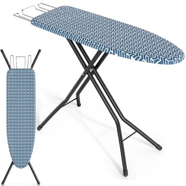 KINGRACK Прасувальна дошка складна з підставкою для прасування, регульована по висоті, стабільний стійкий стіл з товстим покриттям та металевими ніжками, 33 x 110 см, блакитна