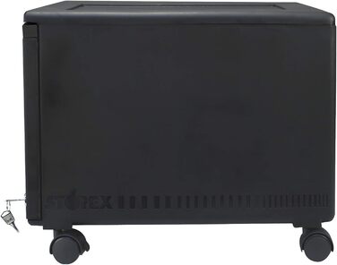 Металевий офісний шафа Storex з 1 шухлядою, замком і ключем, 37x32x46 см, чорний/темно-сірий