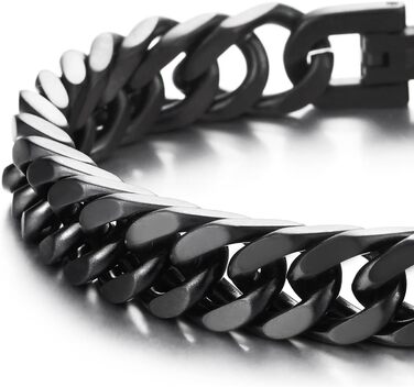 Чоловічий браслет-панцер з нержавіючої сталі COOLSTEELANDBEYOND, сатиновий, чорний колір