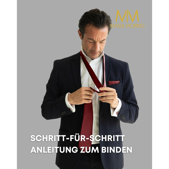 Массі Моріно: Комплект краватки з нагрудною хустиною для чоловіків. Включає краваттяну голку, запонки та подарункову коробку. Ідеальний вибір на весілля. Винотний колір, універсальний розмір.