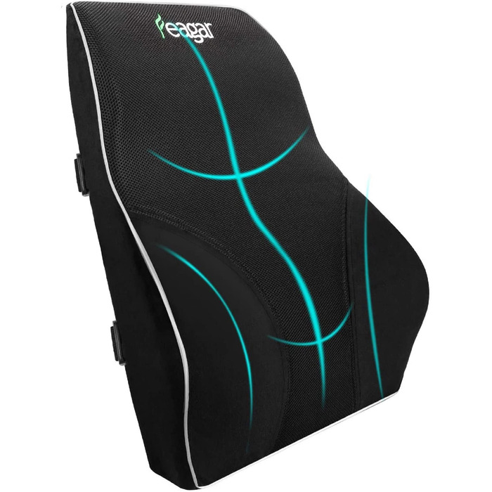 Подушка для спини Feagar з піни Memory Foam для офісного крісла та дивана, чорна