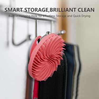 Силіконова щітка для тіла Beautail: м'який пілінг, для чутливої шкіри, рожева