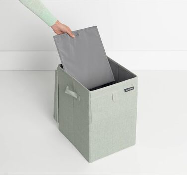 Brabantia - Stackable Laundry Box - Laundry Basket - Easy to fill and empty - Large volume - Quickly folds flat - Lightweight and sturdy handles - Green - 35 L - 37.0 x 44.5 x 32.0 cm