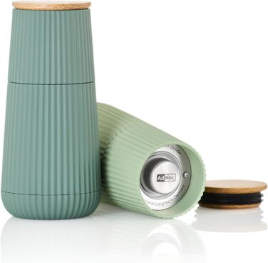 Набір для перцю та солі AdHoc MP155 Scape з керамічним жорном CeraCut®, регулювання помелу, темно-зелений & світло-зелений, у подарунковій упаковці