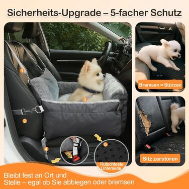 Автокрісло для собак 3-в-1 з переносною ліжком для маленьких собак – зручне автокрісло з розкладною поверхнею, м'яким матрацом, для переднього або заднього сидіння, внутрішнє та зовнішнє (02-Сірий)