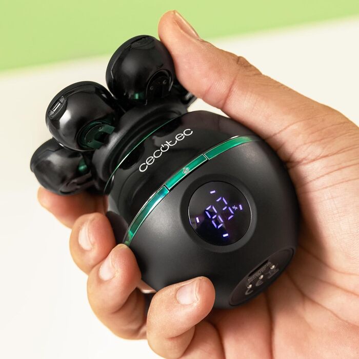 Електричний голчастий триммер Cecotec Bamba PrecisionCare для гоління голови, 7 плаваючих лез, 60 хв роботи, станція зарядки, дисплей, портативний, легке очищення