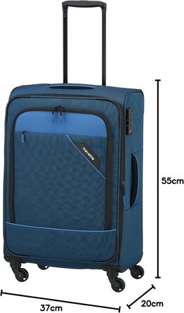 Валіза ручної поклажі Paklite Derby 55 см, 41 л, 4 колеса, з TSA замком та функцією розширення, блакитна