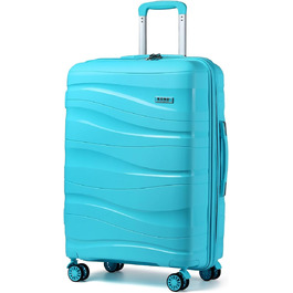 KONO Чемодан середнього розміру 65см з поліпропілену, з TSA замком, 65x46x26.5см (Крем-білий)