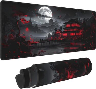 Килимок для миші Anime-стиль, 90 x 40 см, чорно-червоний, для геймінгу та офісу