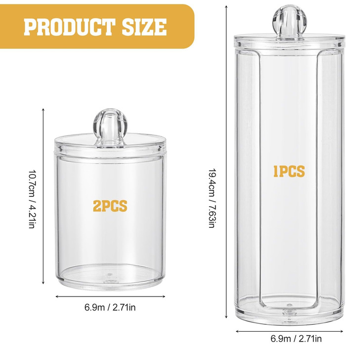 Органайзер для ватних дисків та ватних паличок з кришкою, для туалетного столика, ванної кімнати, спальні