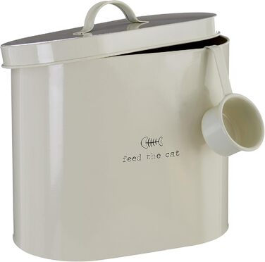 Контейнер для корму для тварин Premier Housewares, 6.5 л, метал, кремовий, з ложкою
