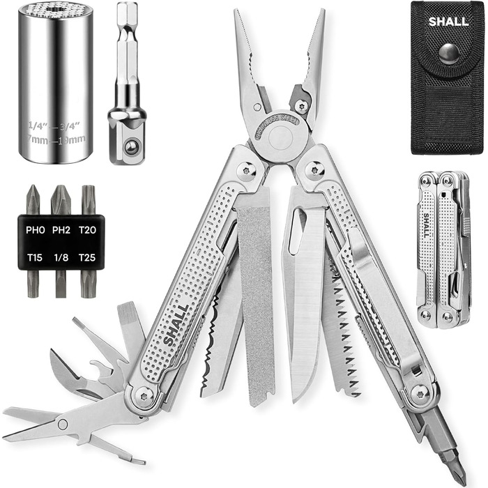 Мультитул SHALL 18-в-1: плоскогубці, викрутки, універсальний ключ для кемпінгу, риболовлі, виживання та полювання