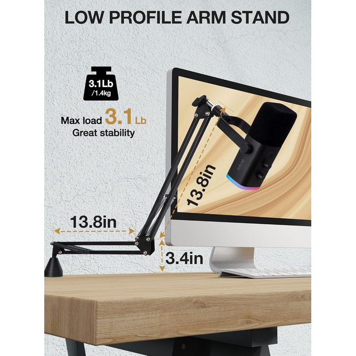 SUNMON Тримач для мікрофону HyperX QuadCast та інших - регульований кріплення для мікрофону з кабелеутримувачем, адаптер 3/8' - 5/8' для Blue Yeti, Fifine, Seiren