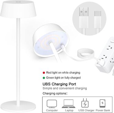 Світлодіодний акумуляторний настільний світильник Klighten з димером, сенсорний, металевий, алюмінієвий, IP54, тепле біле світло 3000K, антрацит