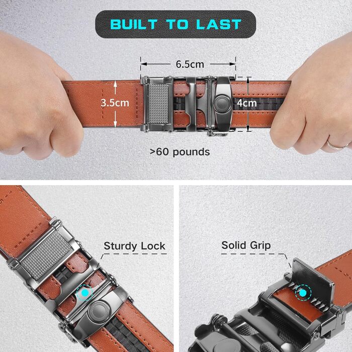 Чоловічий ремінь на пряжці, автоматична застібка, для костюма та ділового одягу, ширина 35 мм, регульований розмір, колір чорний, довжина 130 см, підходить для об'єму талії 28'-44'