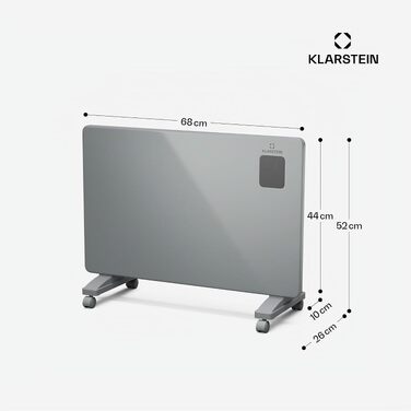 Конвекторний обігрівач Klarstein Bansin Smart 2500 Вт з керуванням через додаток, X-подібний нагрівальний елемент, захист від перегріву, IP24, сірий