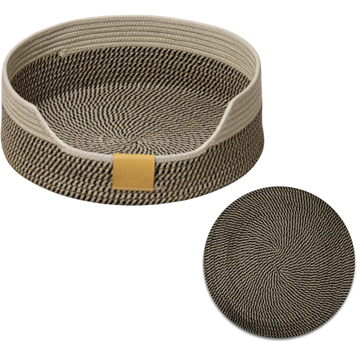 Килимок-ліжко для котів, 40 см, складаний кошик-гніздо, дихаюче ліжко для домашніх тварин, стійке до подряпин, універсальне котяче ліжко (M, чорно-хакі)